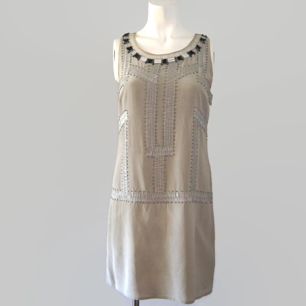Ramy Brook Gray Beaded Silk Dress Size XSmall